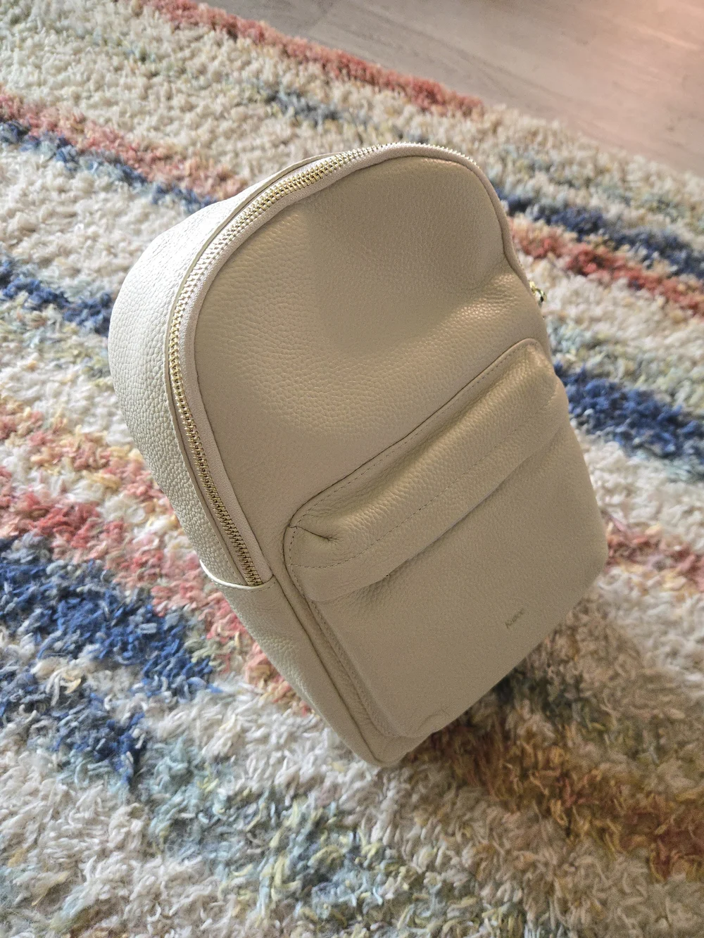 Cream Leather Crossbody Sling Bag - Women